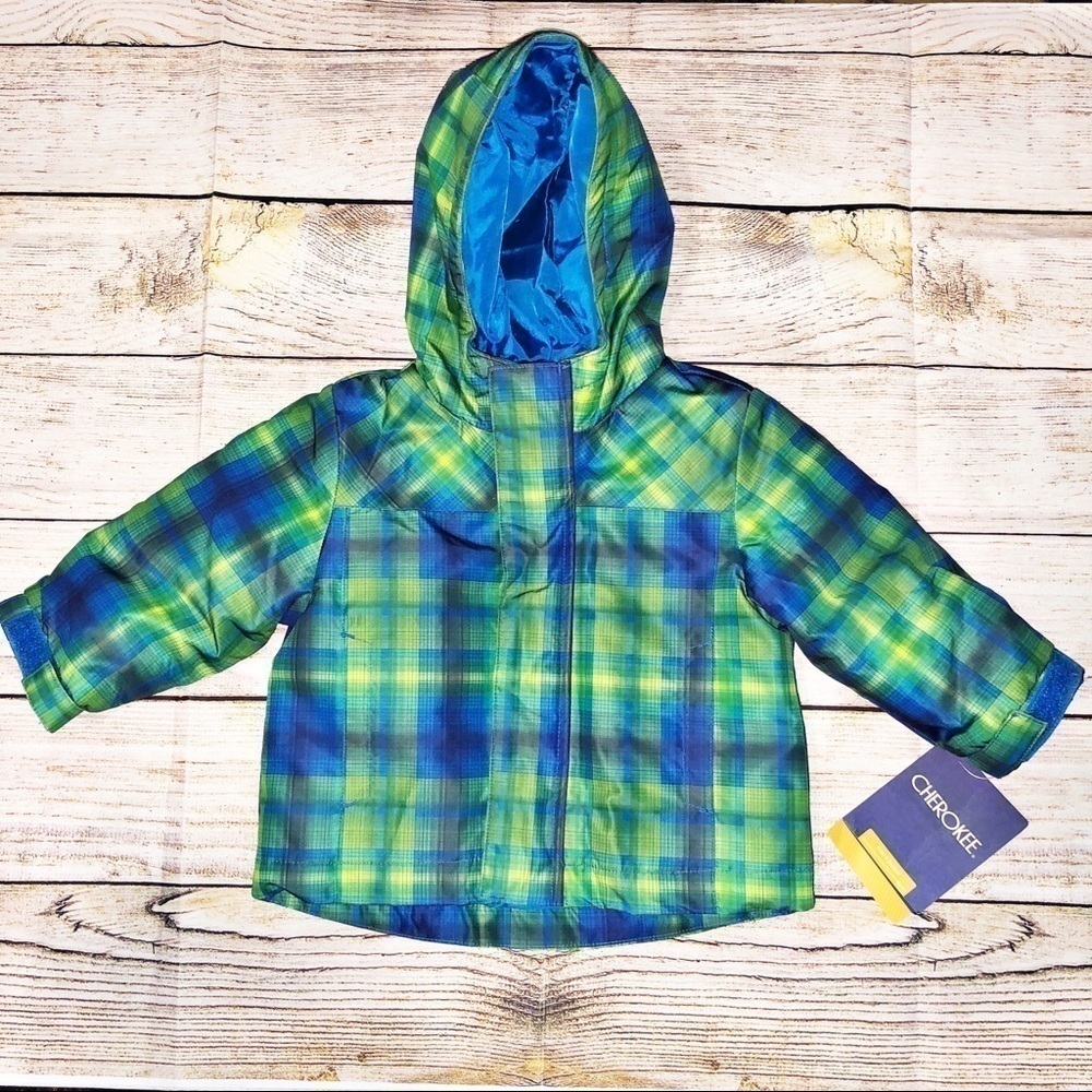 NWT Cherokee 4 in 1 Blue and green Paid Winter Coat  Size 12 M
